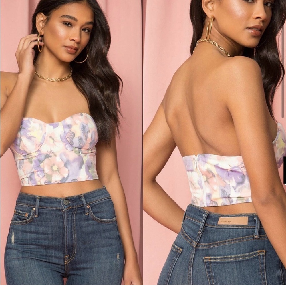 Superdown revolve floral corset crop top